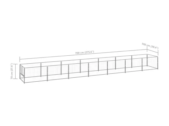 Chenil extérieur cage enclos argenté 700 x 100 x 70 cm 02_0000297