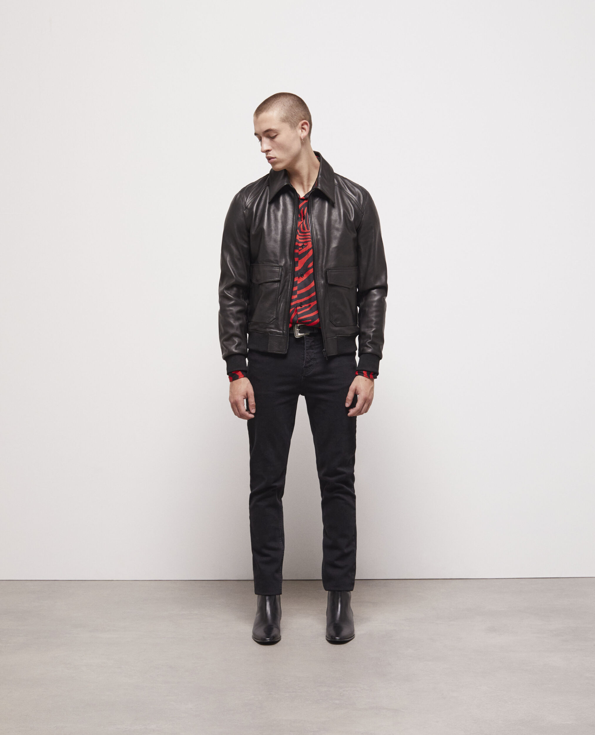 Blouson en cuir noir