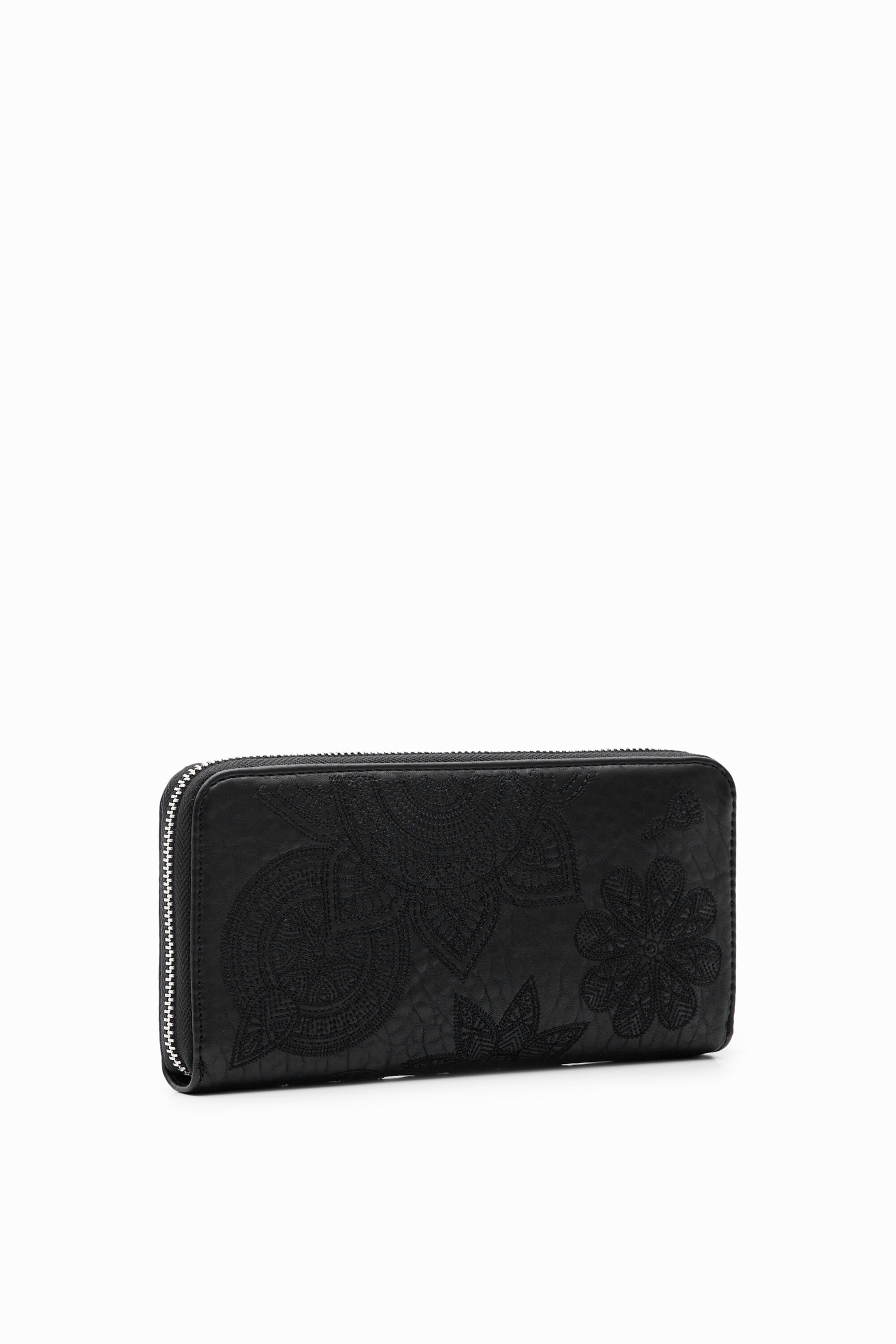 Grand portefeuille broderie fleurs