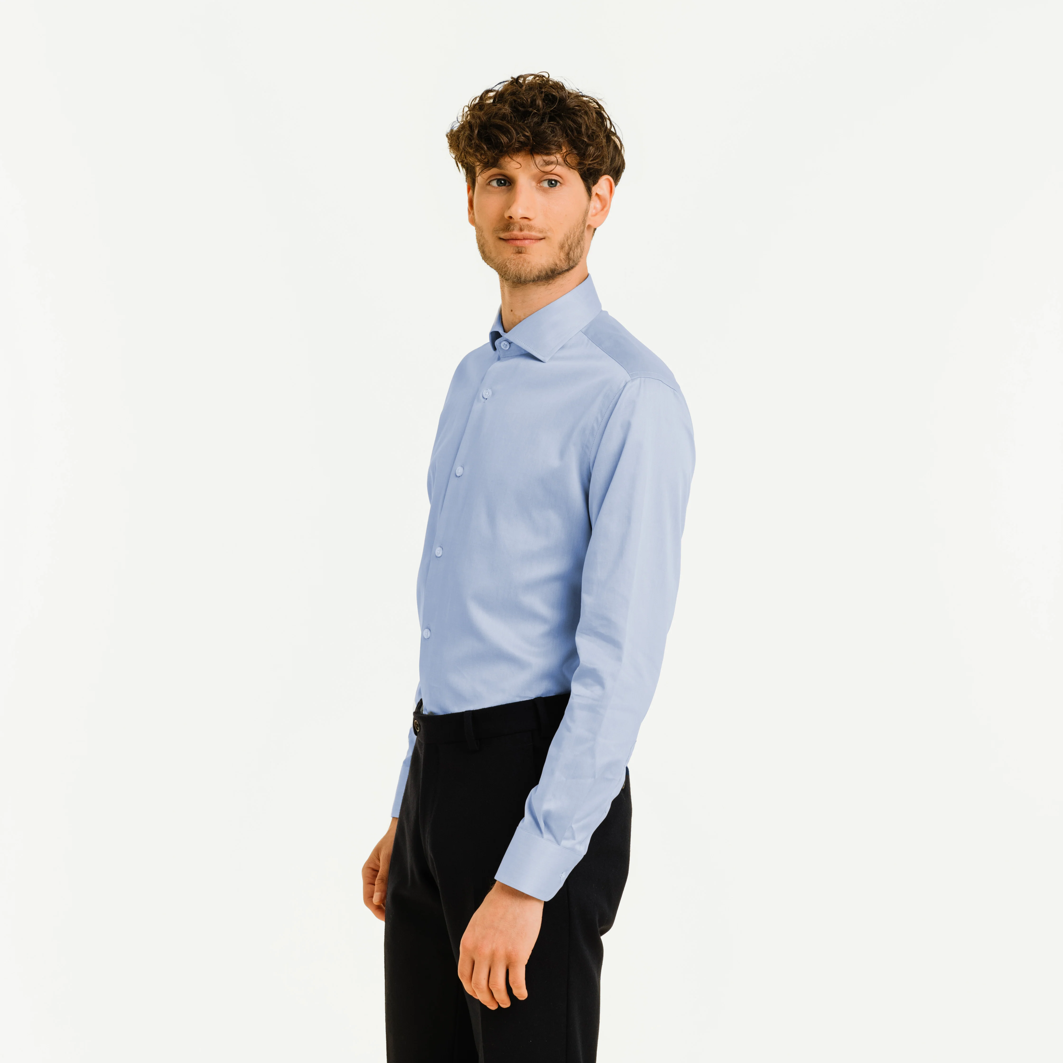Blue double-twisted twill shirt