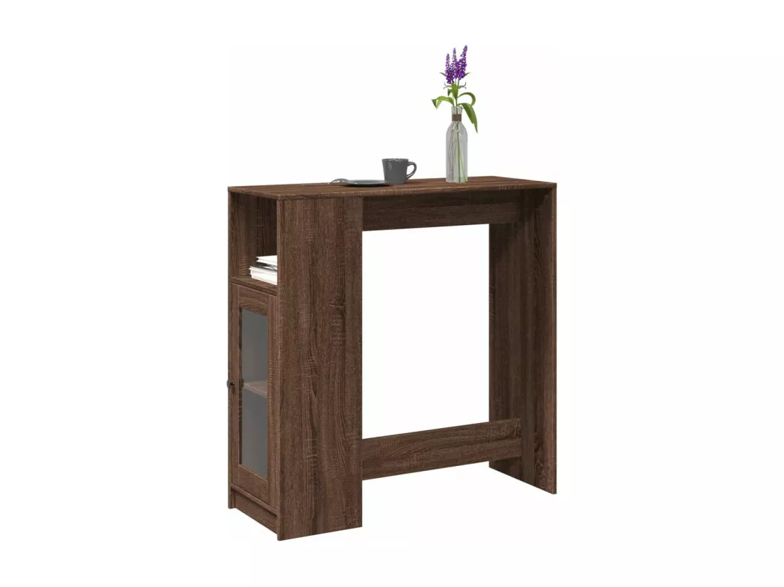 Table de bar avec étagères chêne marron bois d'ingénierie