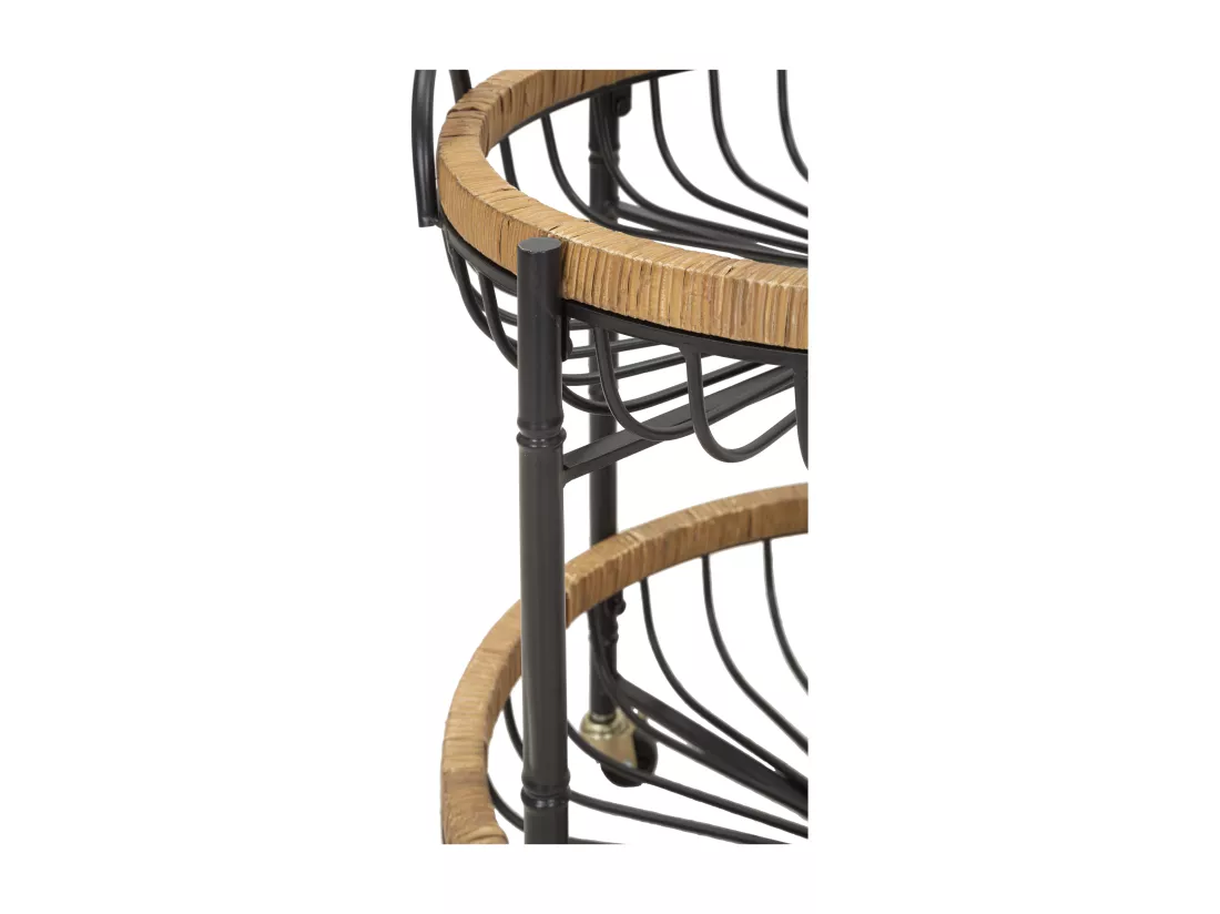 Chariot double en fer et bois noir et marron 57x55,5x62,5 cm