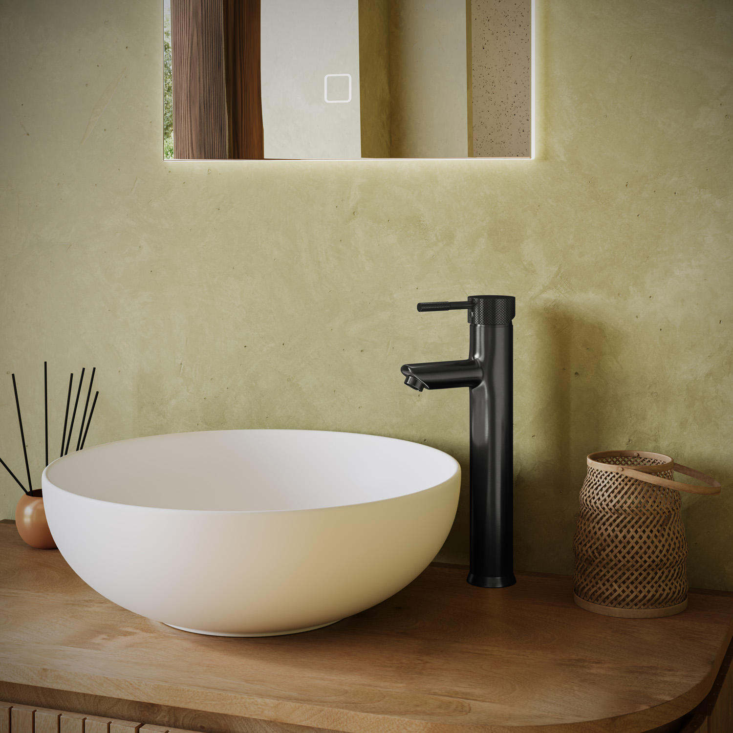 Saniclear Iron Curved verhoogde wastafelkraan verouderd ijzer - gunmetal