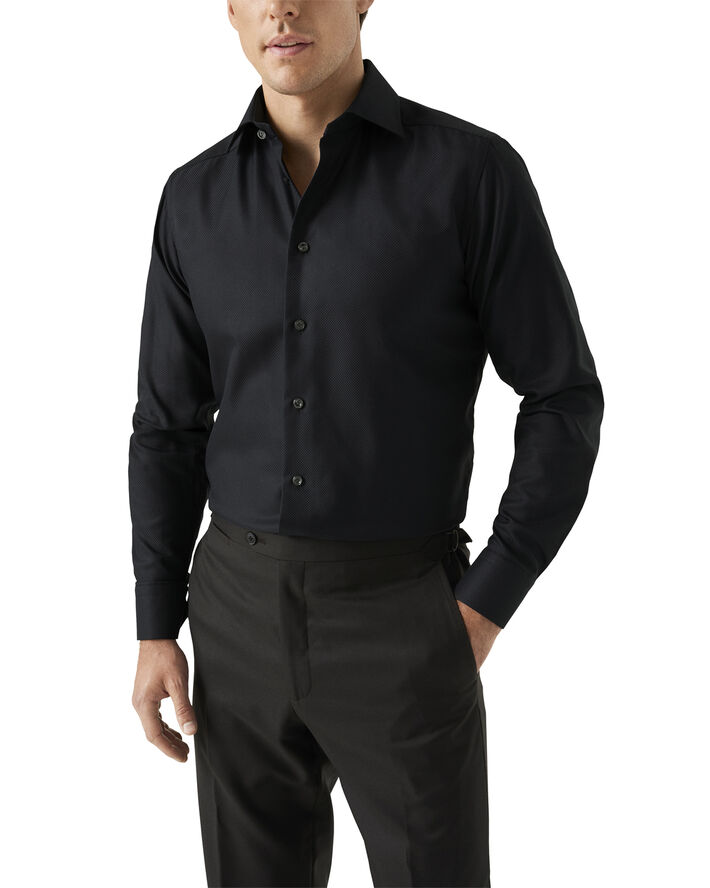 ETON Slim Fit Black King Twill Oxford Shirt Sort