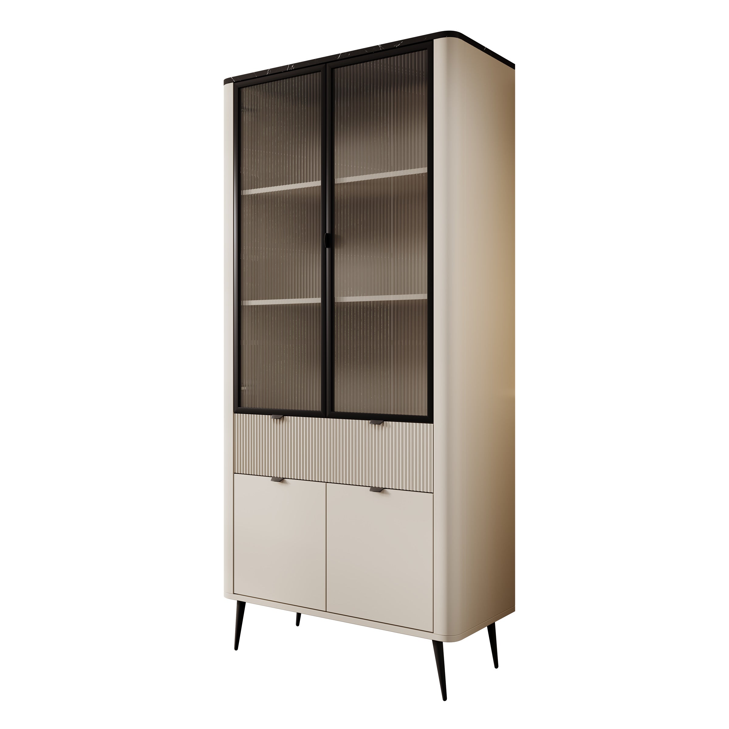 Mace - Vitrinekast - Beige - 90x40x191 cm