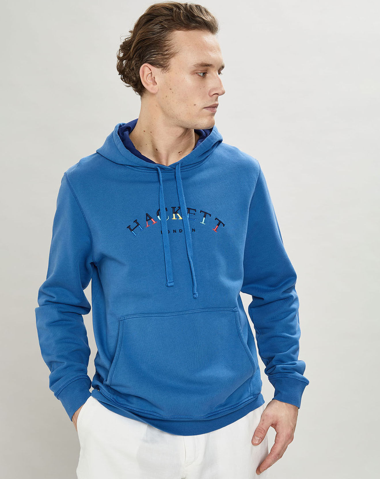 Hackett London Sweat à capuche brodé bleu