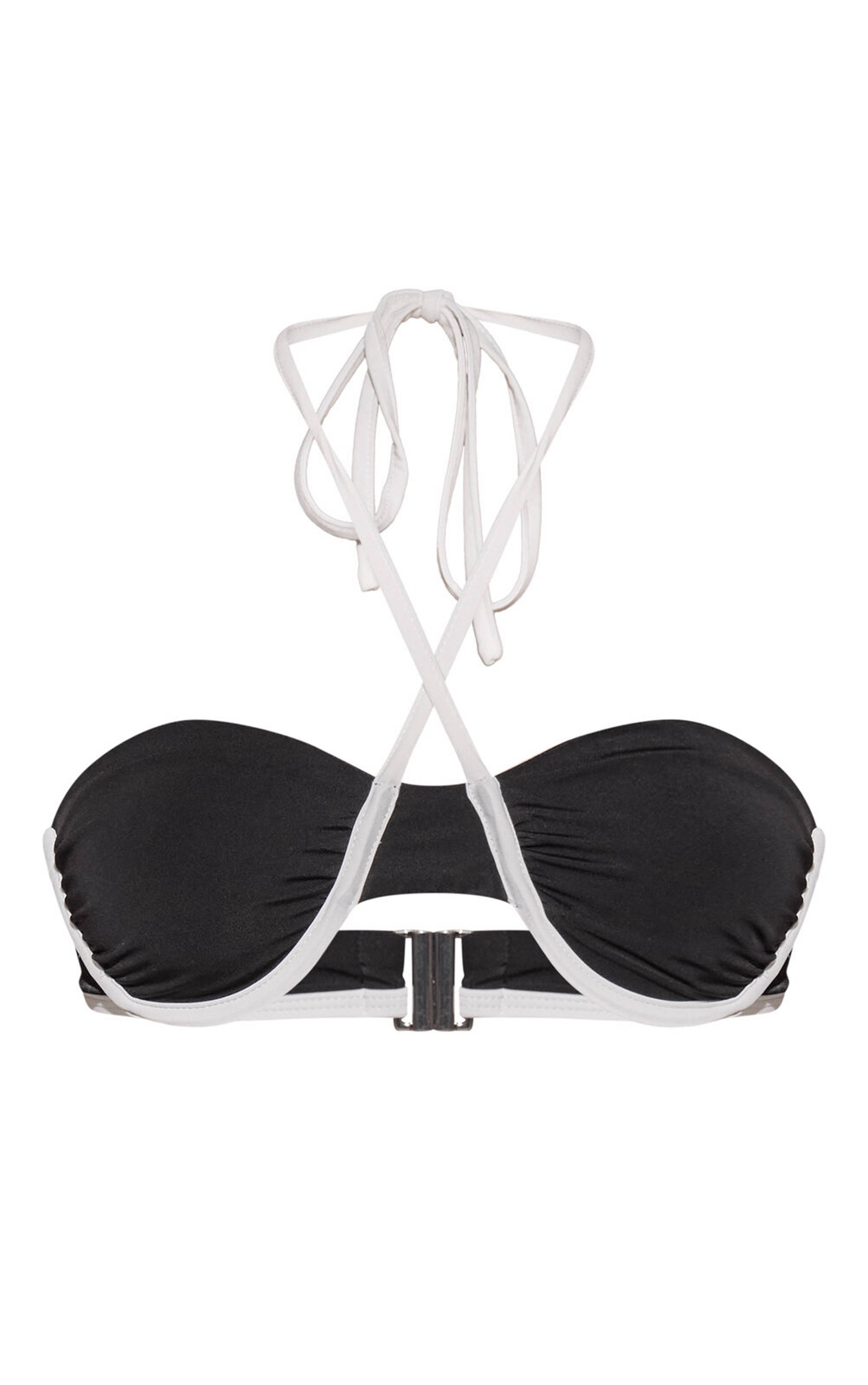 Noir Haut De Bikini À Armatures Avec Bordure Contrastante