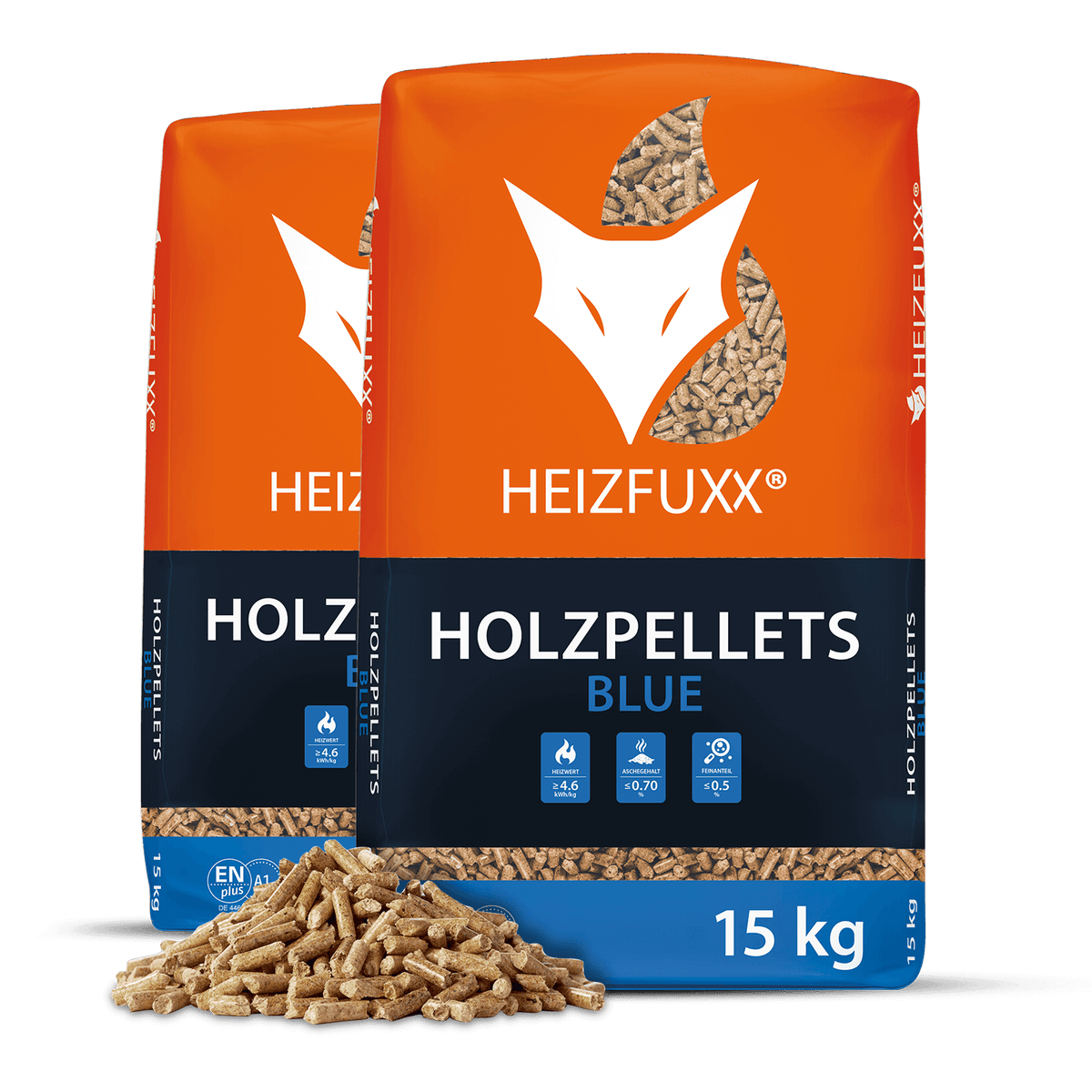 Heizfuxx Blue houtpellets, 15kg x 2 zakken, 30kg zachthoutpellets, Enplus A1 pellets