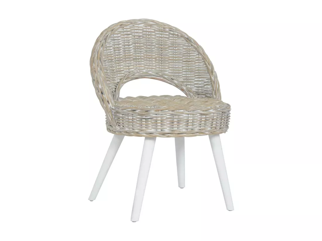 Chaise de canapé rotin kubu blanc