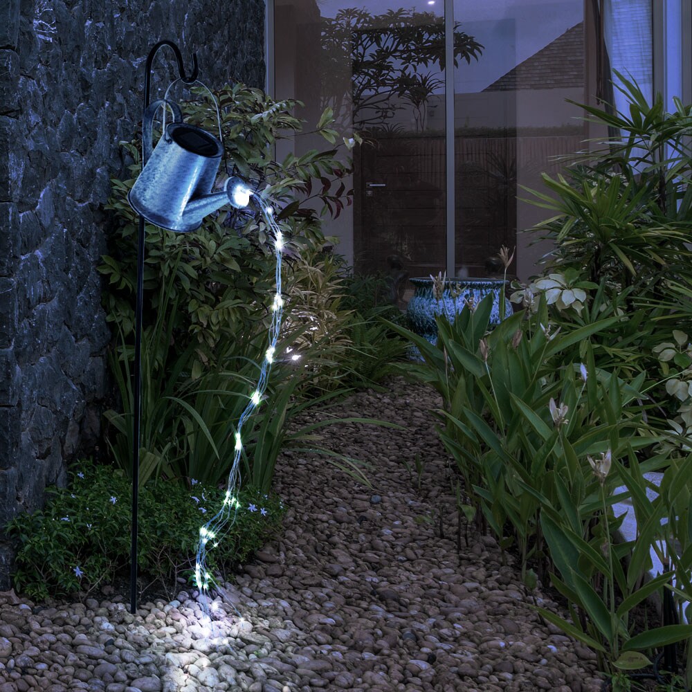 LED Solar-Steckleuchte, Gießkanne, silber-grau, H 112 cm
