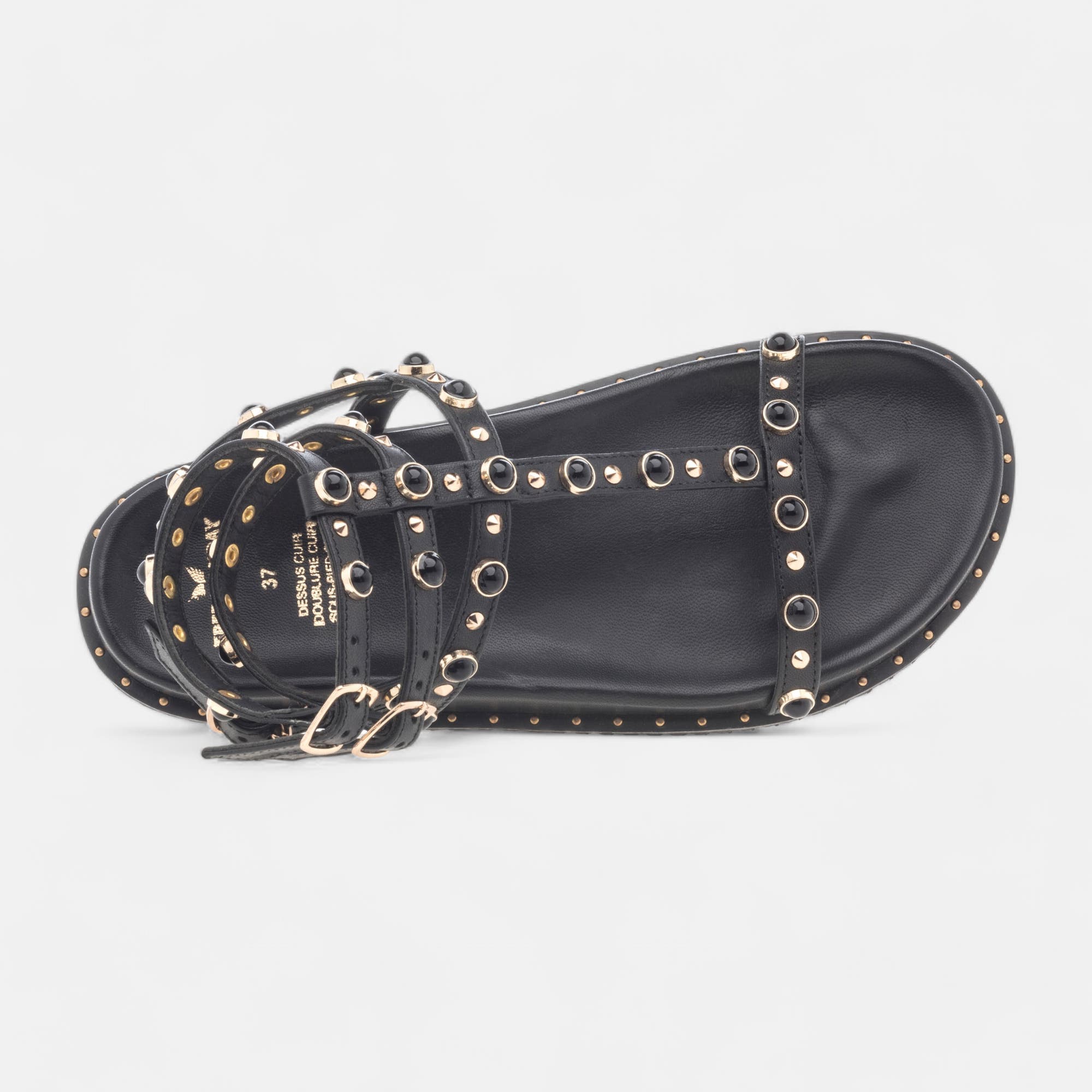 Sandales Femme en cuir noir