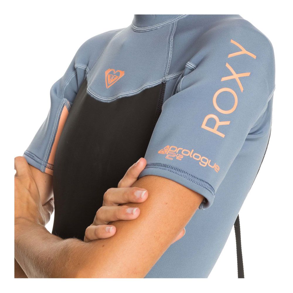 Roxy PROLOGUE BZ FLATLOCK - Combinaison shorty 2/2mm Femme cld blk/pderdgr/glow