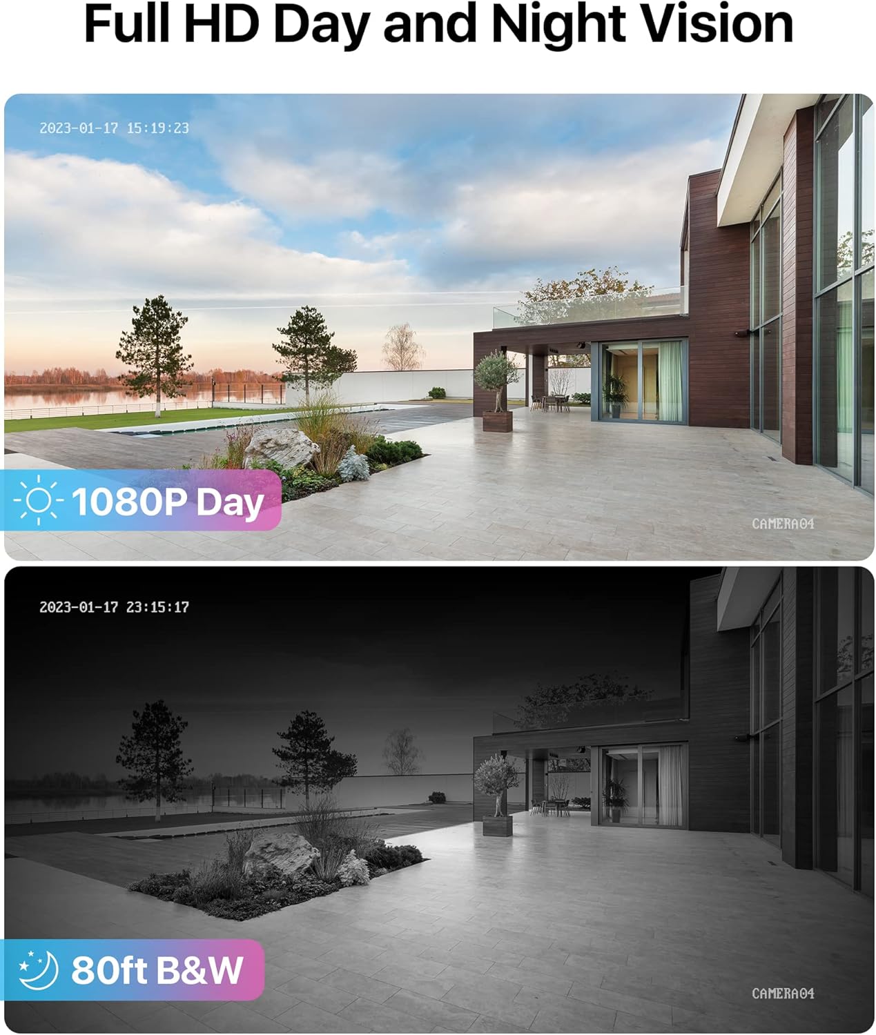 ZOSI 1080P Verkabelt Aussen Überwachungskamera Set ohne Festplatte, 8CH HDMI DVR, 4 Outdoor 2MP Video Sicherheitskamera, IR Nachtsicht, Bewegungsalarm