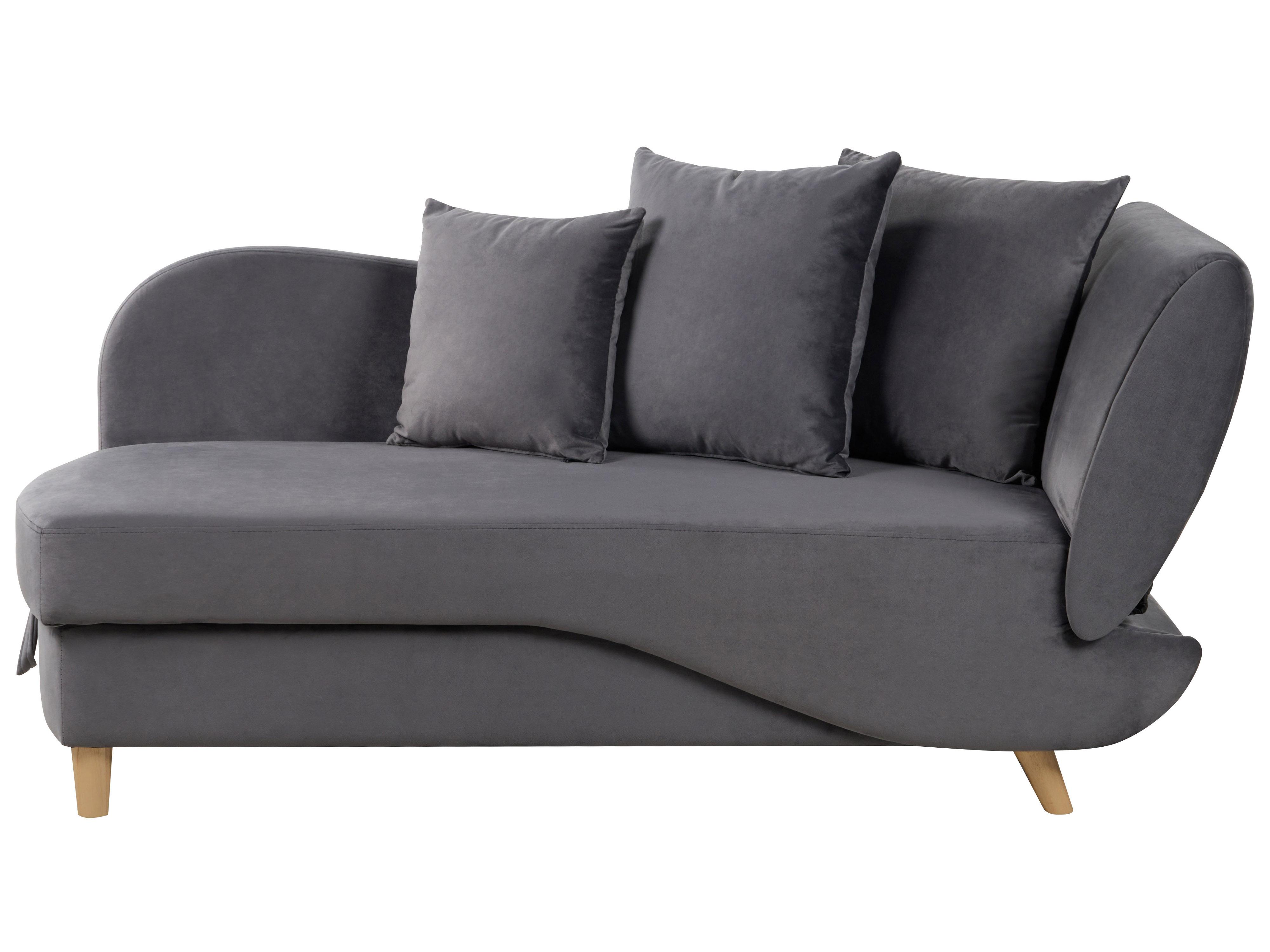Rechtszijdige chaise longue MERI Fluweel Donkergrijs met opbergruimte