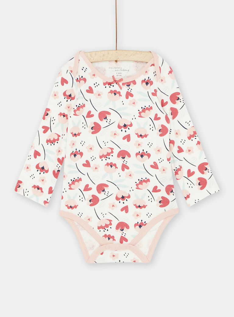 Body écru et rose à imprimé coquelicots bébé fille