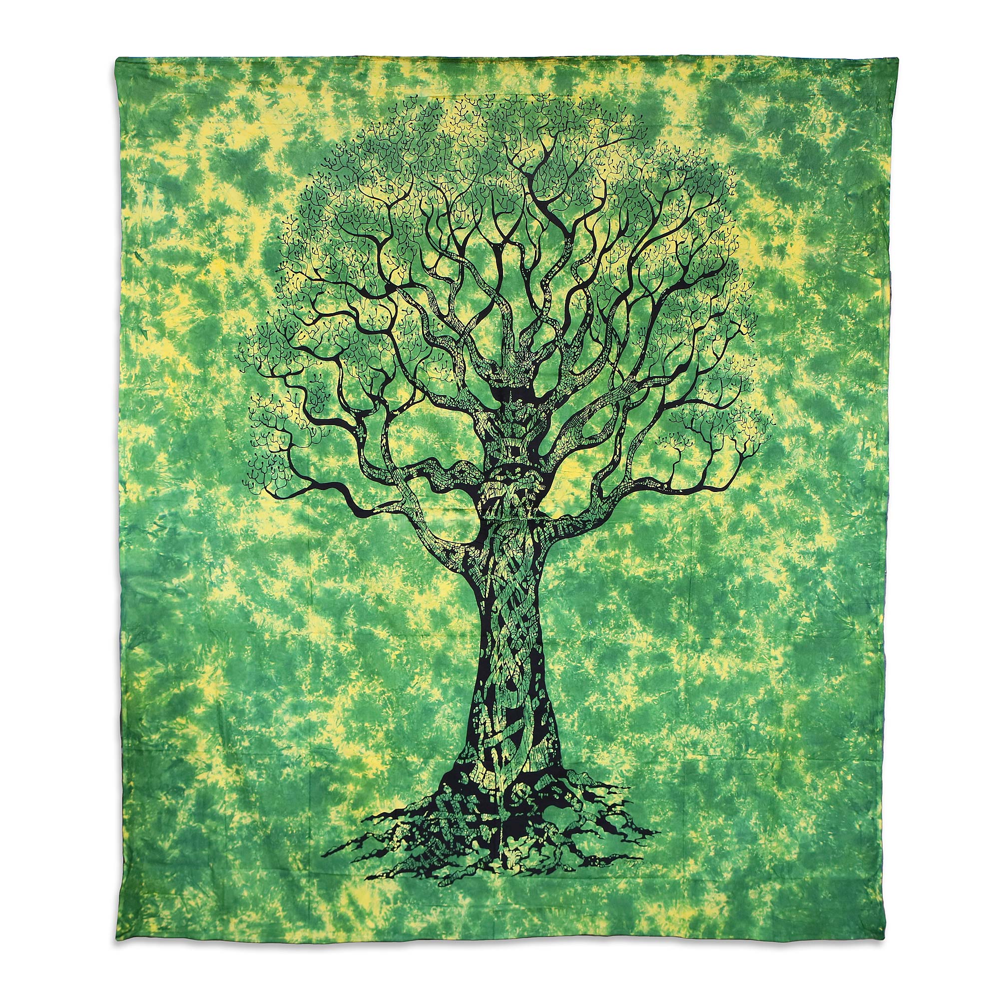 Multifunktionstuch 'Baum des Lebens', grün-gelb, schwarz, B 213 cm, H 244 cm von fischer's lagerhaus
