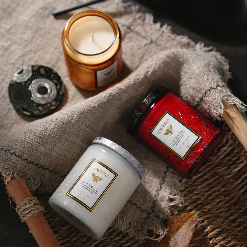 (9x7cm) Duft Kerze im Glas Aromatherapie Home Deko Wachs Kerze mit Deckel - Jasmin