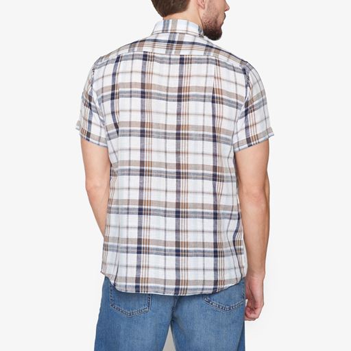 Signal Tom Linen Check Skjorte, Blue Captain, XL