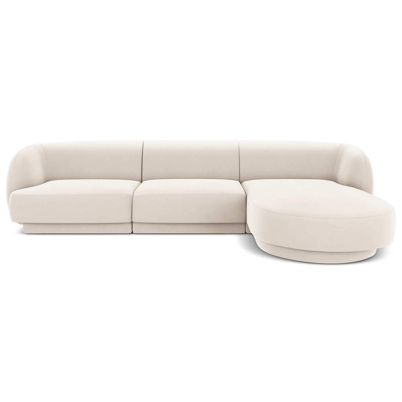 Micadoni Limited Edition Canapé D'Angle Droit Velours Miley 4 Places beige clair - 259x155x74 cm