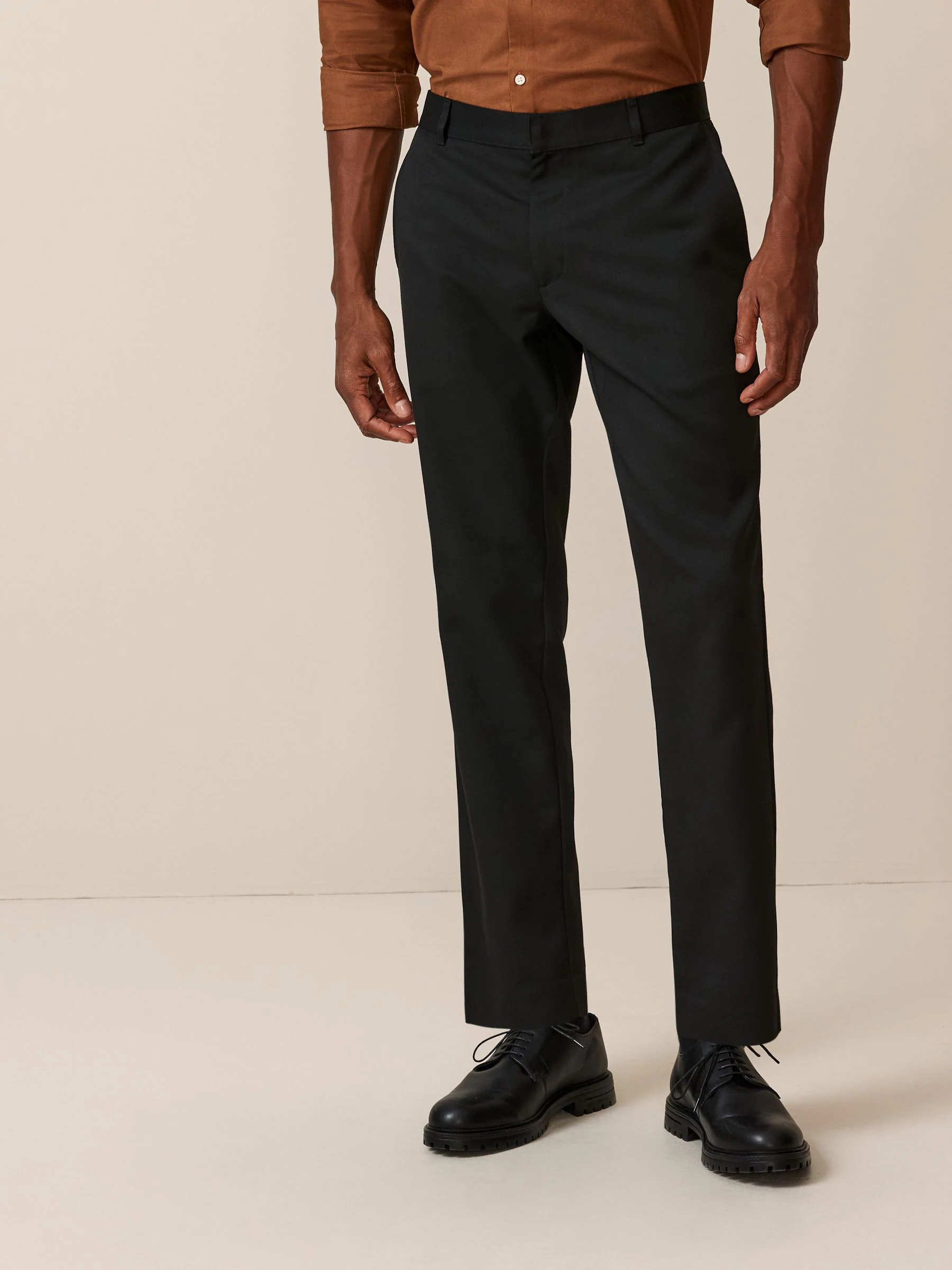Zwart - Slim Fit - Modieuze broek zonder plooien