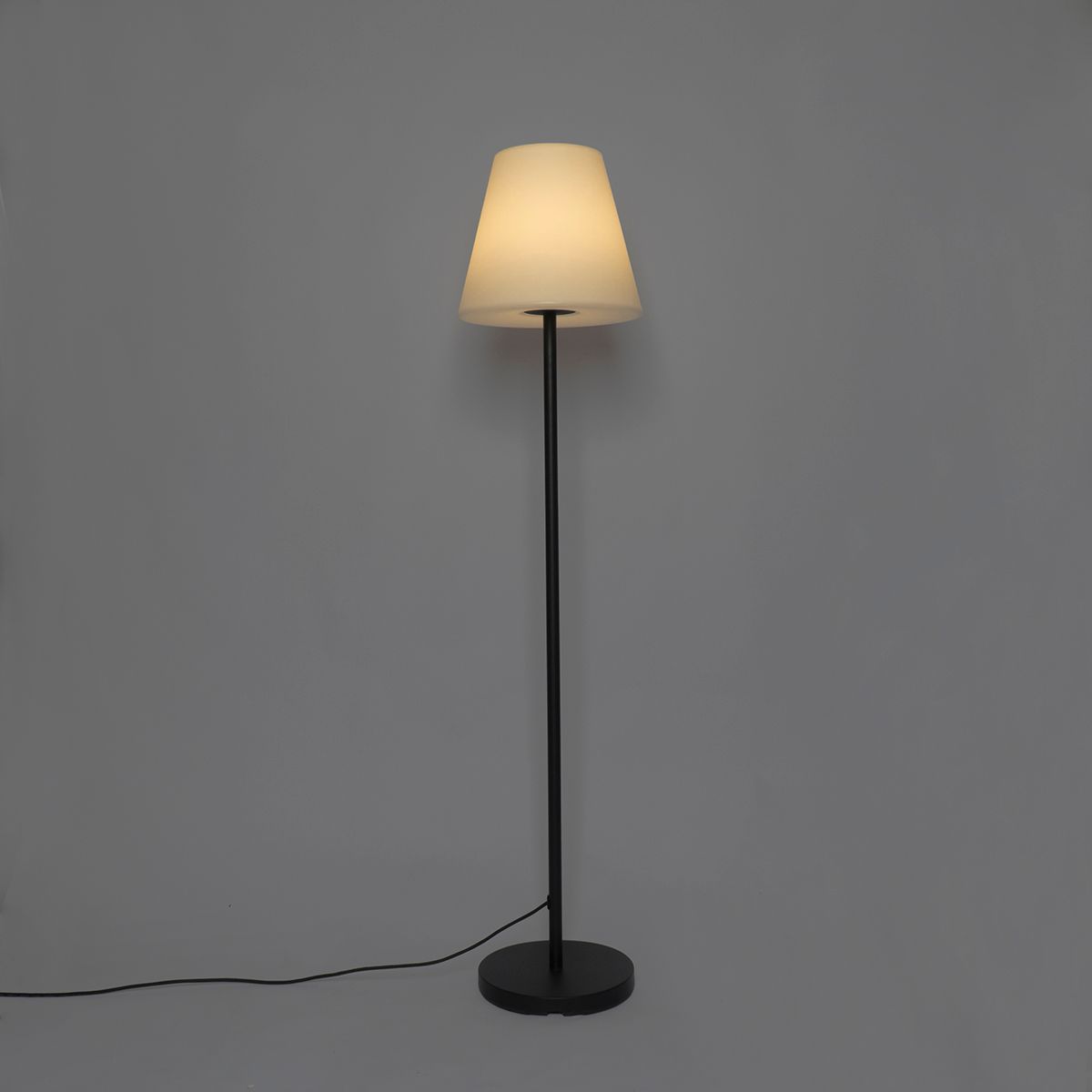 Smart vloerlamp zwart met witte kap 35 cm IP65 incl. Wifi A60 - Virginia