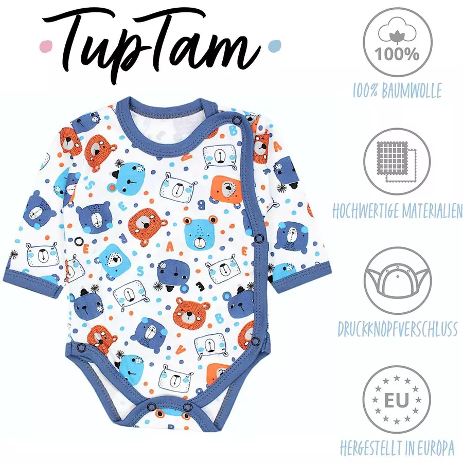 TupTam Baby Langarm Wickelbody im 5er Set blaugelb