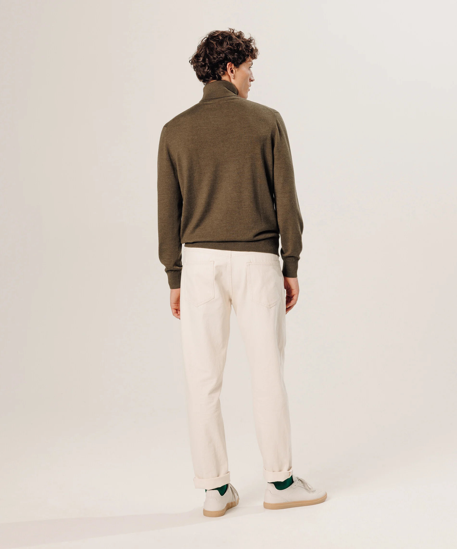 Pull col roulé en laine mérinos | Marron