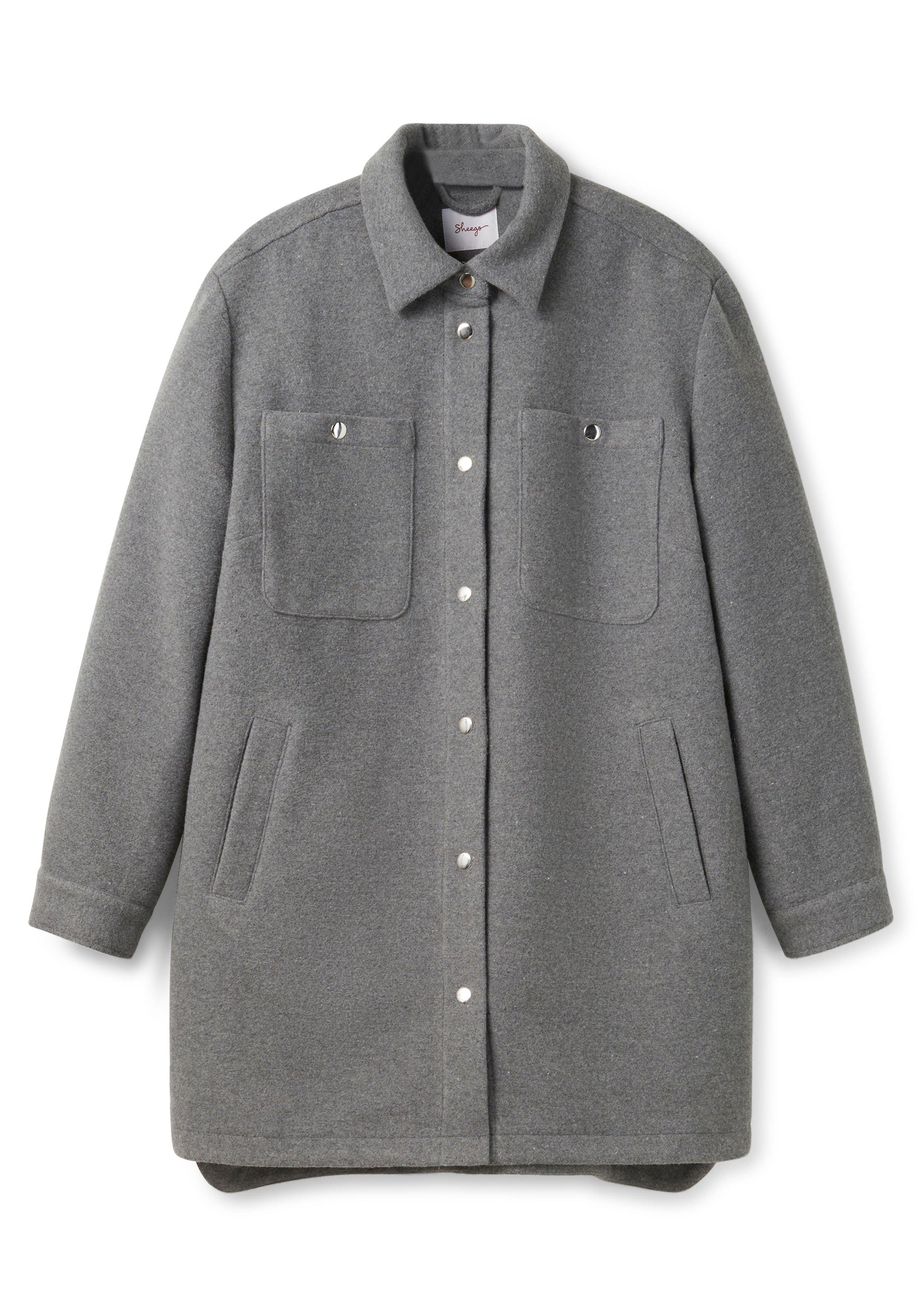 Langes Shacket mit Wollanteil