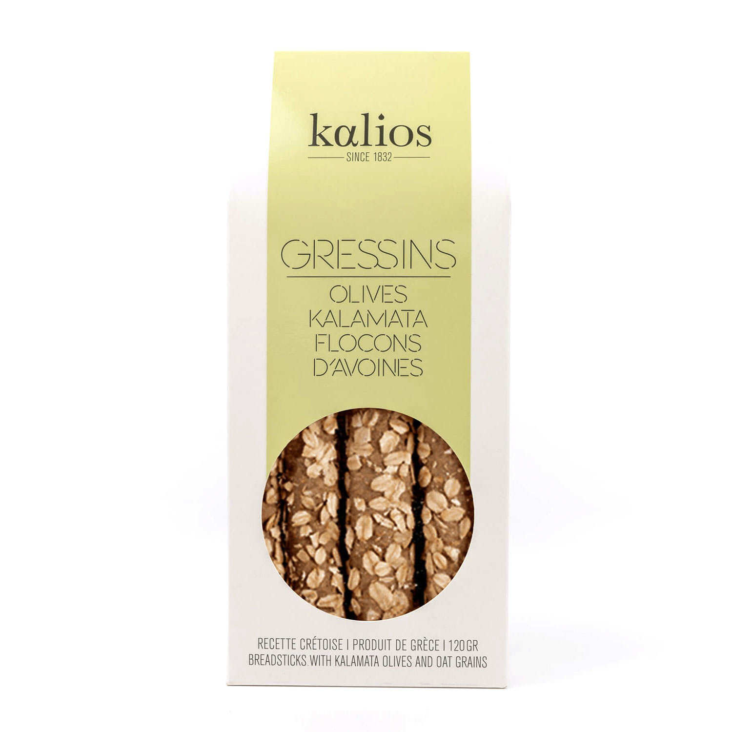 Gressins crétois aux olives de Kalamata et aux flocons d'avoine - Kalios