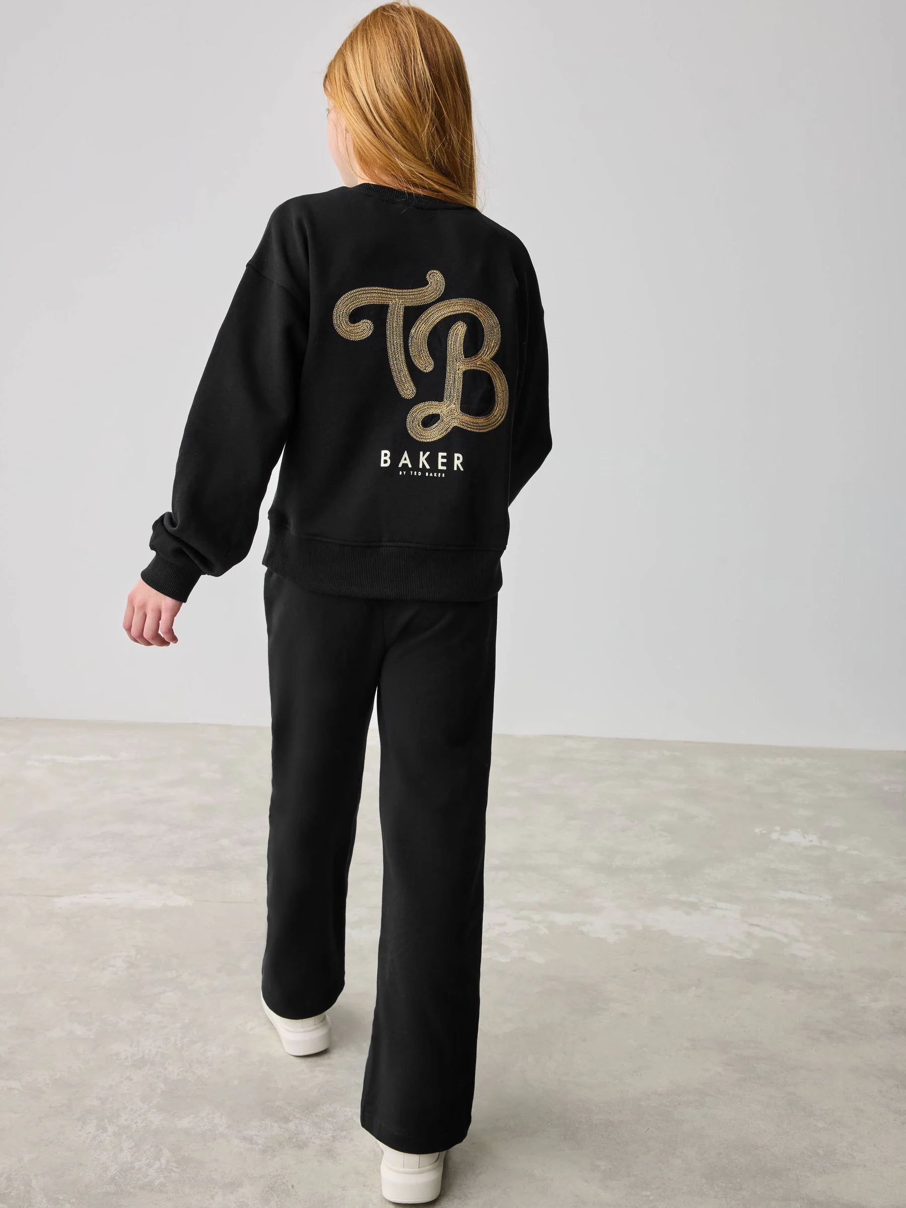Zwart - Baker by Ted Baker 2 Piece Varsity Sweater and Wide Leg Joggers Set