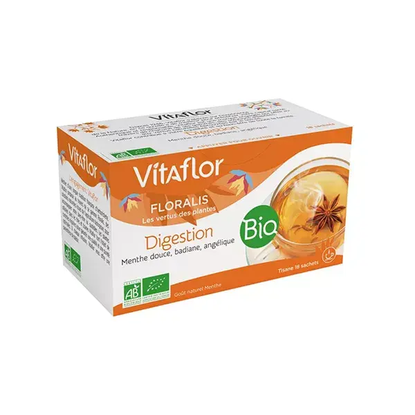Chá de ervas digestivo orgânico Vitaflor, 18 sachês