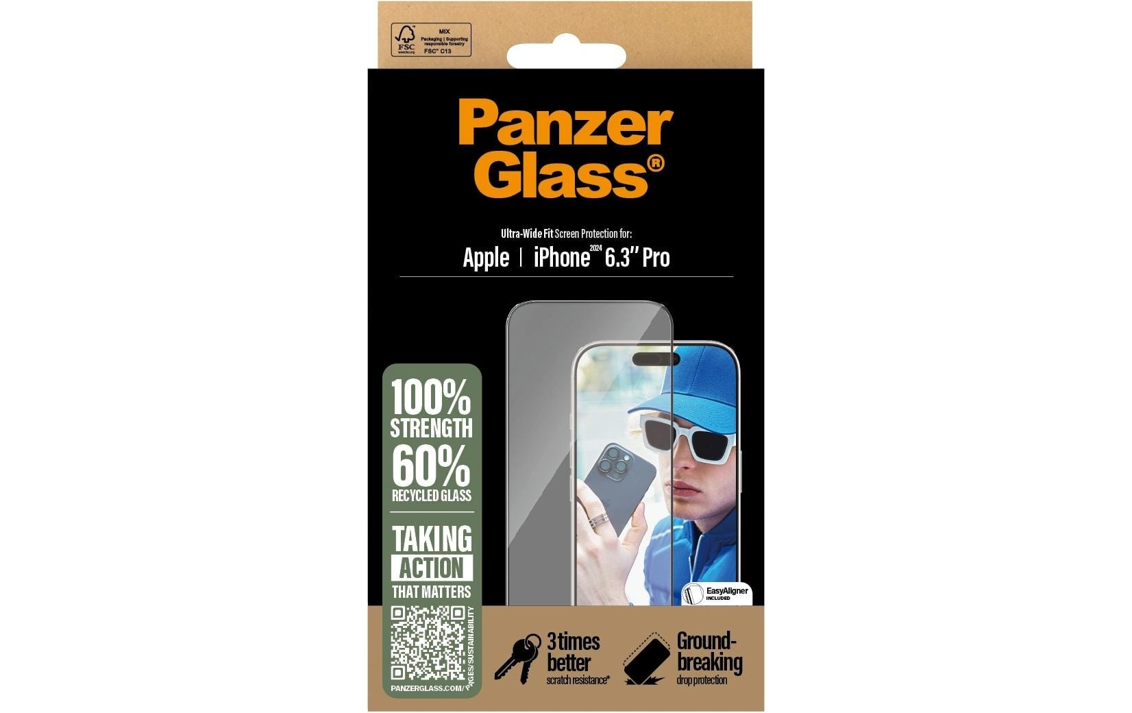 PanzerGlass Displayschutzglas »Ultra Wide Fit iPhone 16 Pro« für iPhone 16 Pro 1 Stk. tlg.