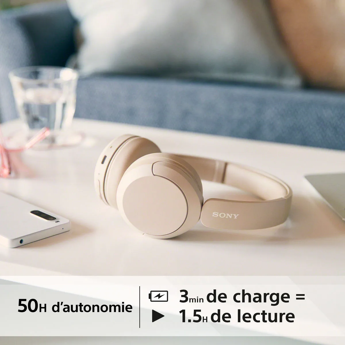 Sony WH-CH520 Beige Casques Bluetooth