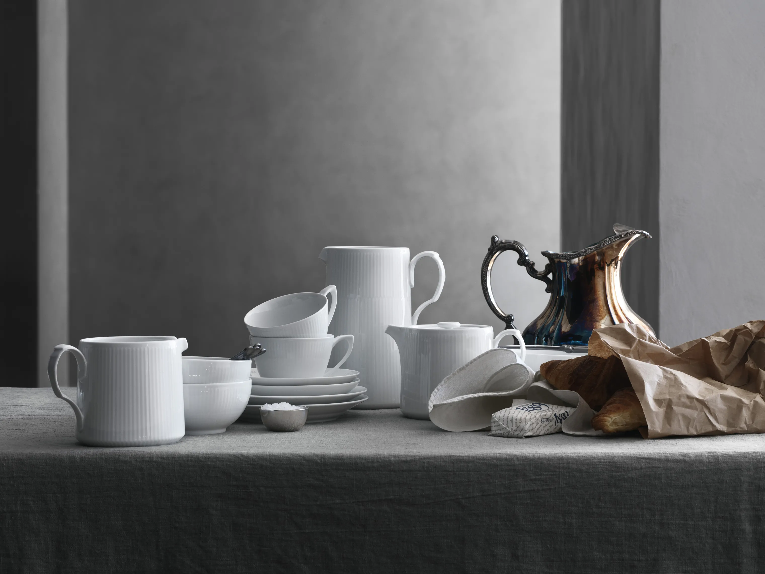 Royal Copenhagen Hvid Riflet Tekande