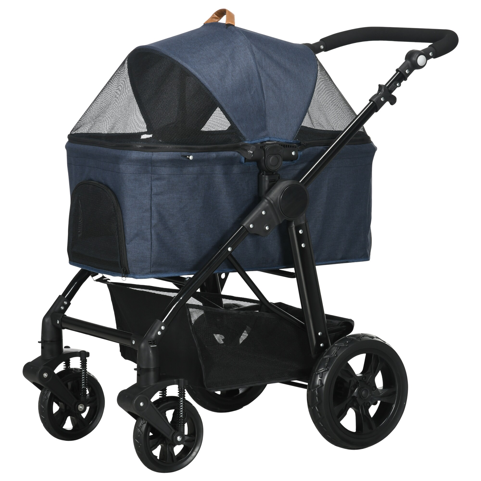 PawHut Hundebuggy mit Meshfenster blau 99L x 62B x 106H cm