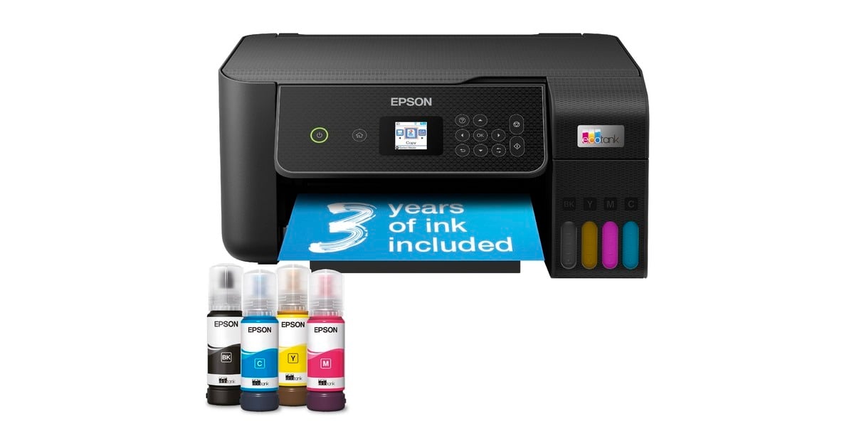 EpsonEcoTank ET-2870 A4 multifunctionele Wi-Fi-printer met inkttank all-in-one inkjetprinter  (Zwart, Scannen, Kopiëren, inclusief tot 3 jaar inkt)