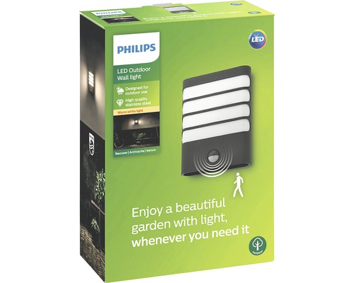 LED Sensor Buiten Wandlamp 3W 270 lm 2700 K Wasbeer antraciet