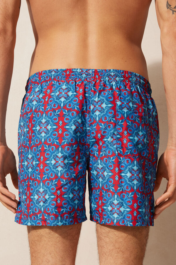 Maiô boxer vermelho com estampa marroquina