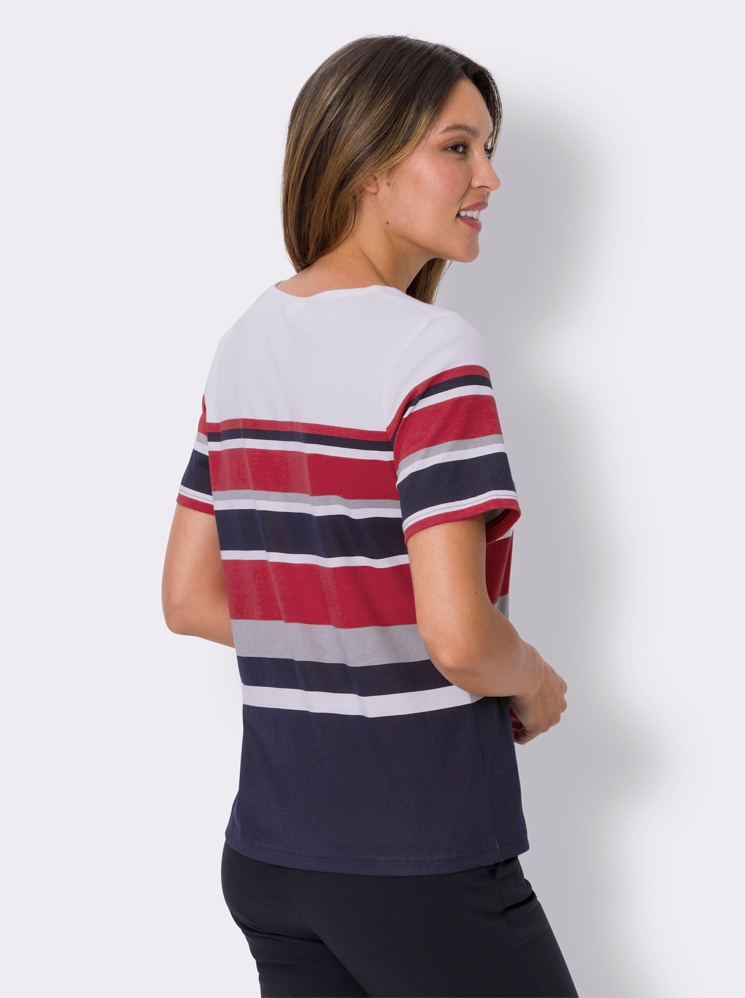 Kurzarmshirt mit platziertem Streifen-Muster