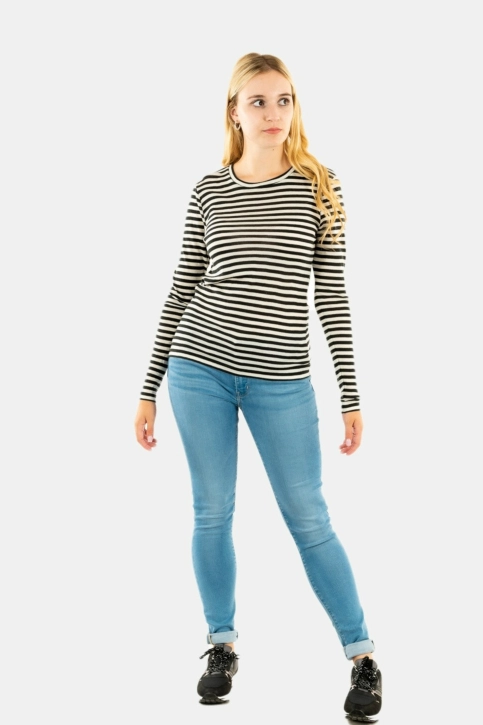 pull hiver ichi jilva stripe 194008 black
