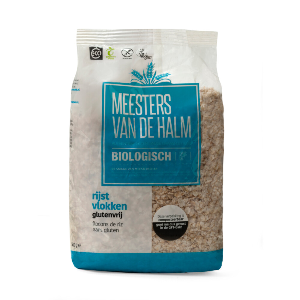 De halm Rijstvlokken Eko 500 gr