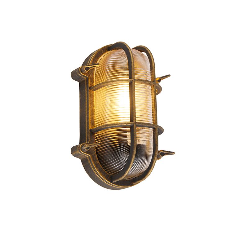 Wand en plafondlamp goud/messing ovaal IP44 - Noutica