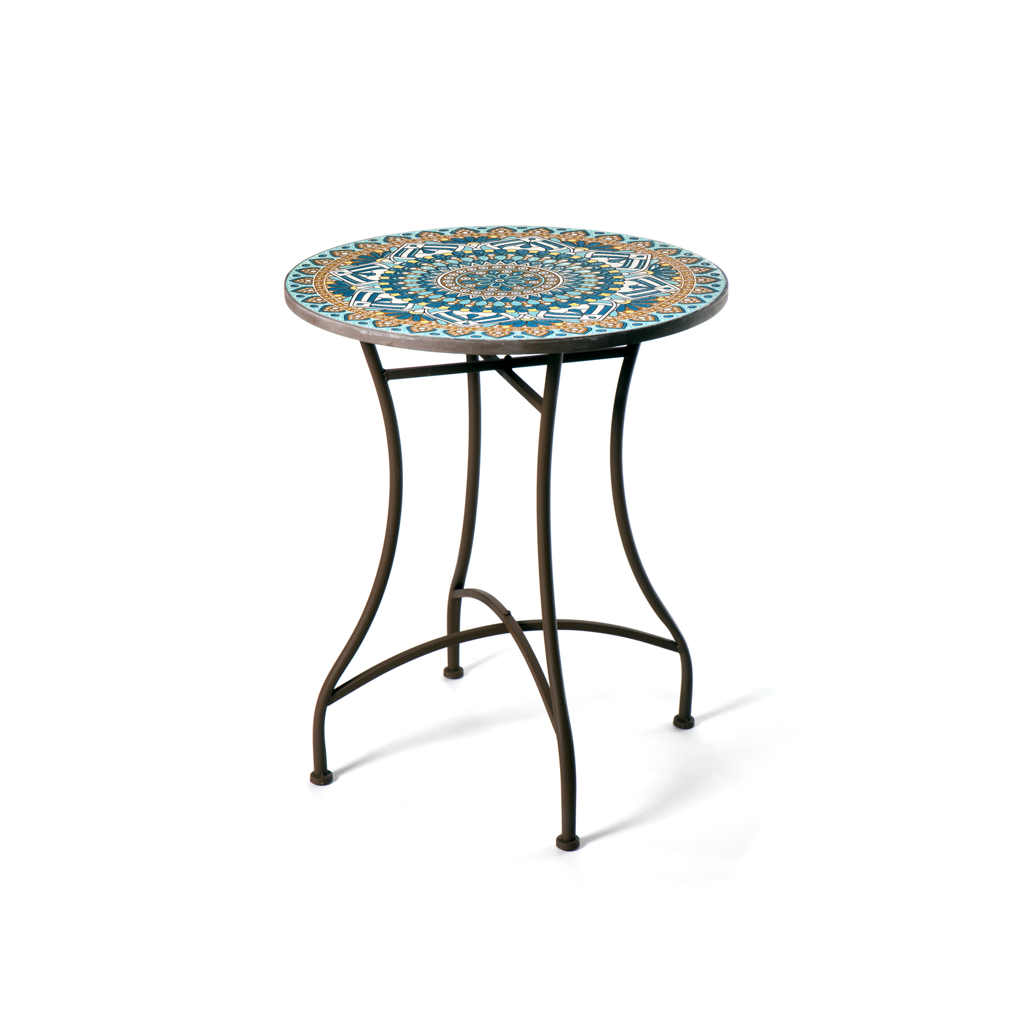 Mosaiktisch 'Asami', orange-blau, Ø 60 cm, H 72 cm von fischer's lagerhaus