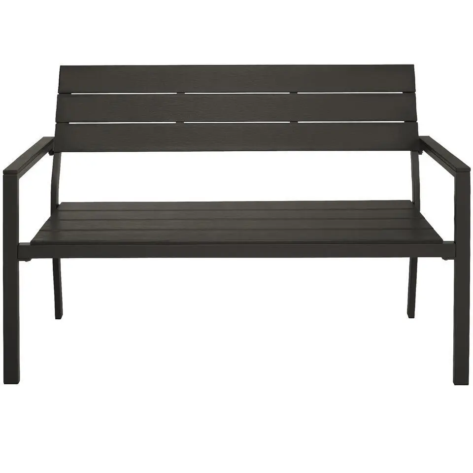 tectake Tuinbank Line 2-zitter met aluminium frame 128x59x88cm, Donkergrijs