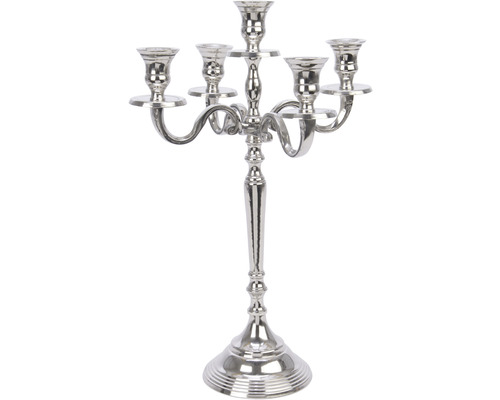 5-armige kandelaar, Ø 28 cm, H 40 cm, zilver