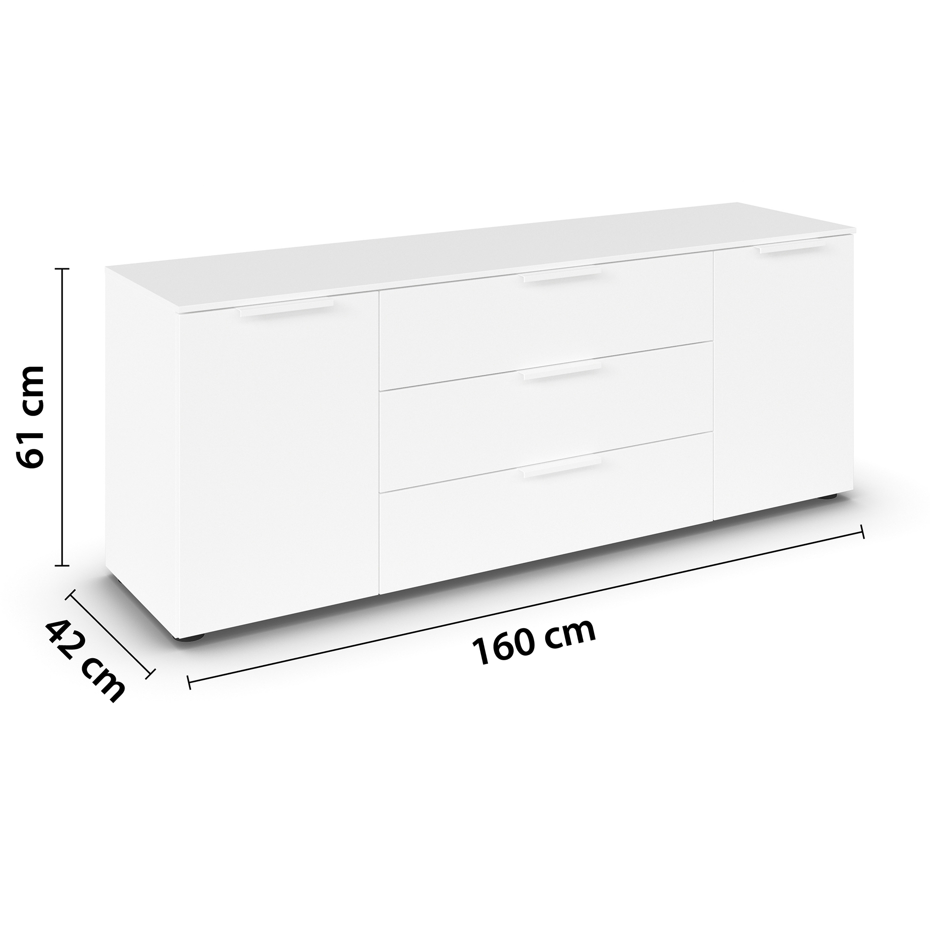 Lowboard - Alpinweiß - 160 cm