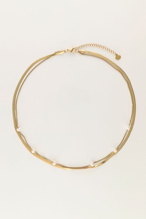 Platte schakelketting met parels