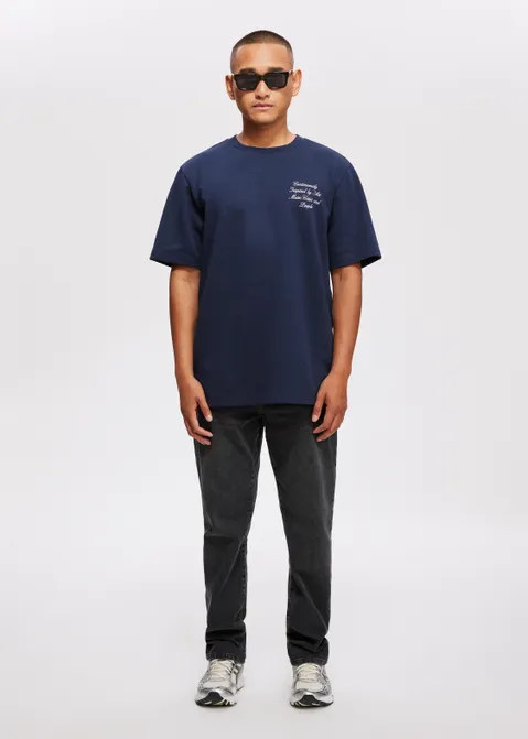 T-shirt met tekst print blauw (BLW.D)