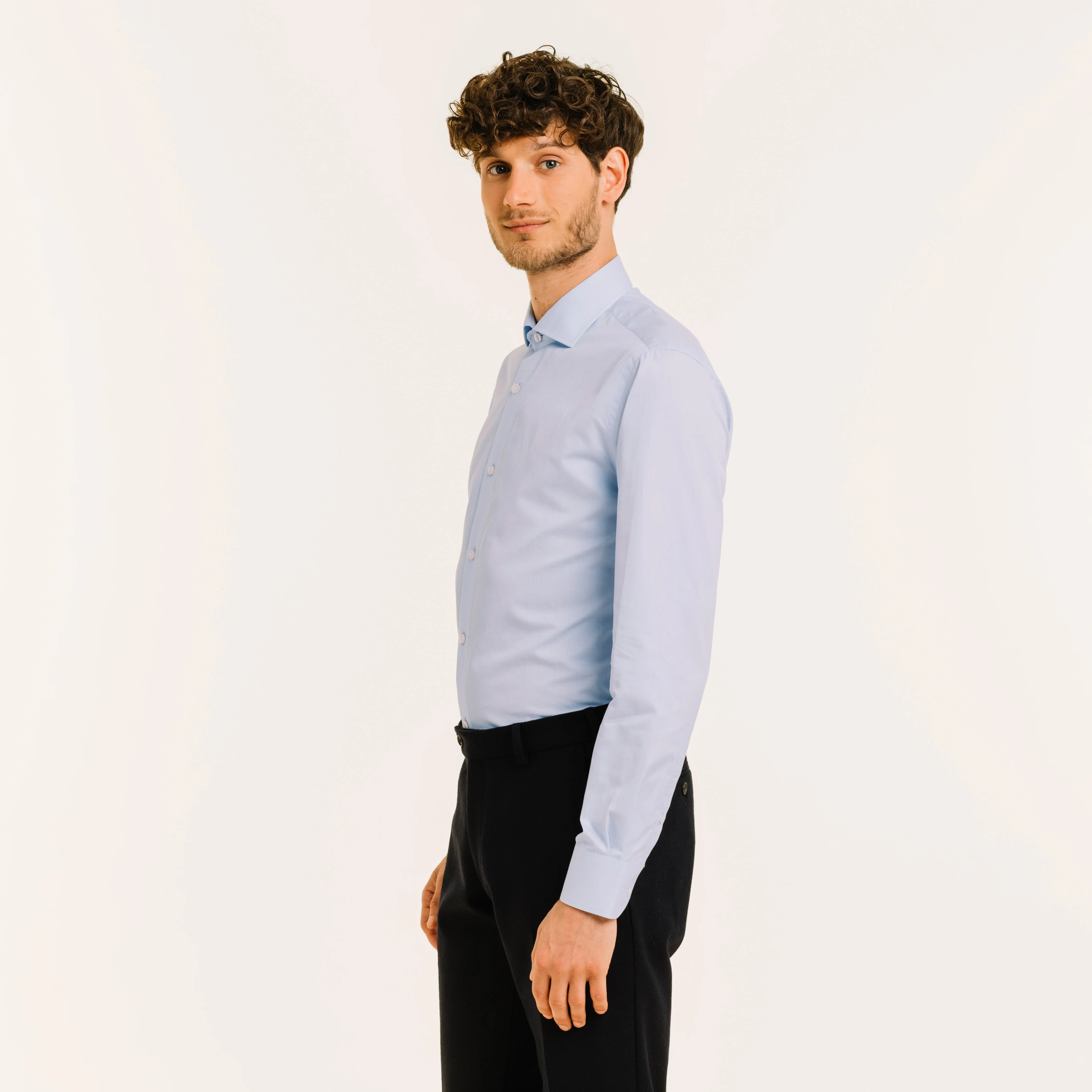 Sky blue double-twisted thread-on-fil shirt
