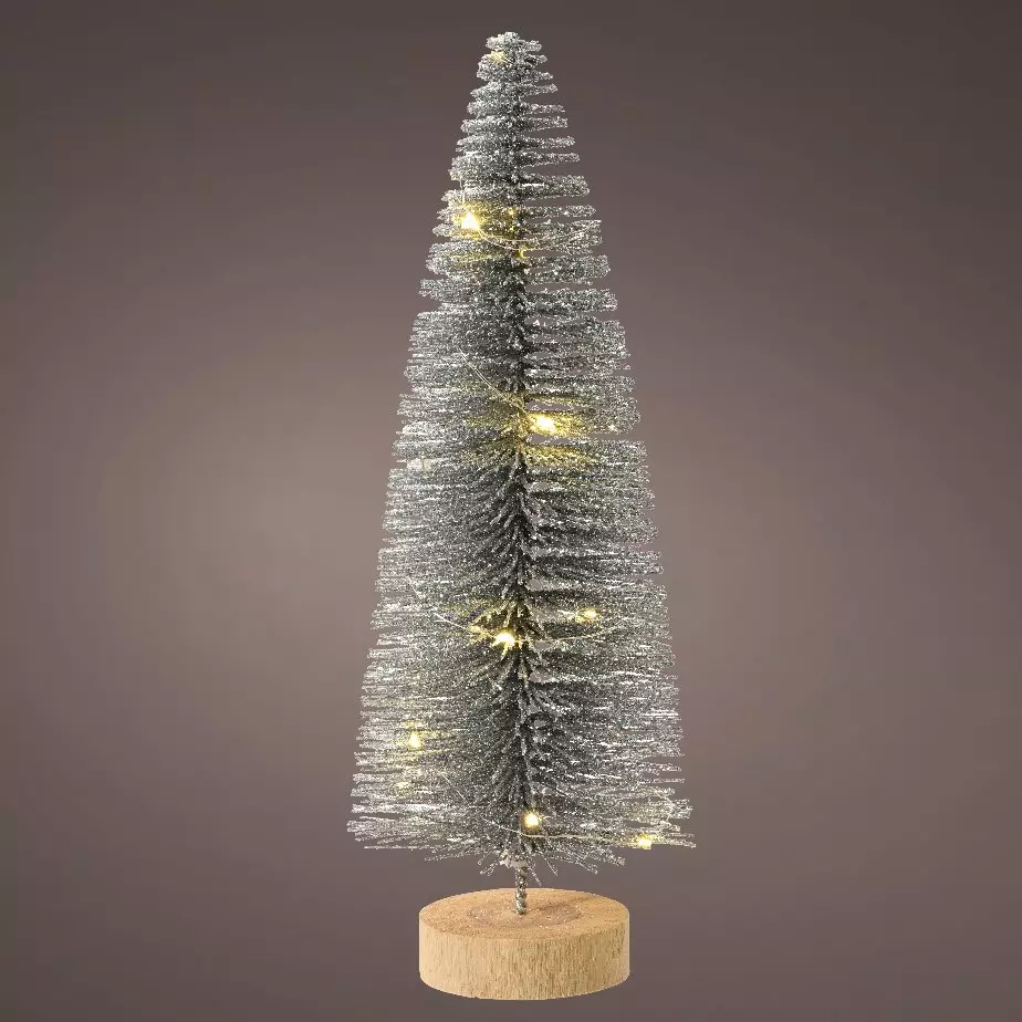 Sapin lumineux à piles (H30 cm) Féérie Argent